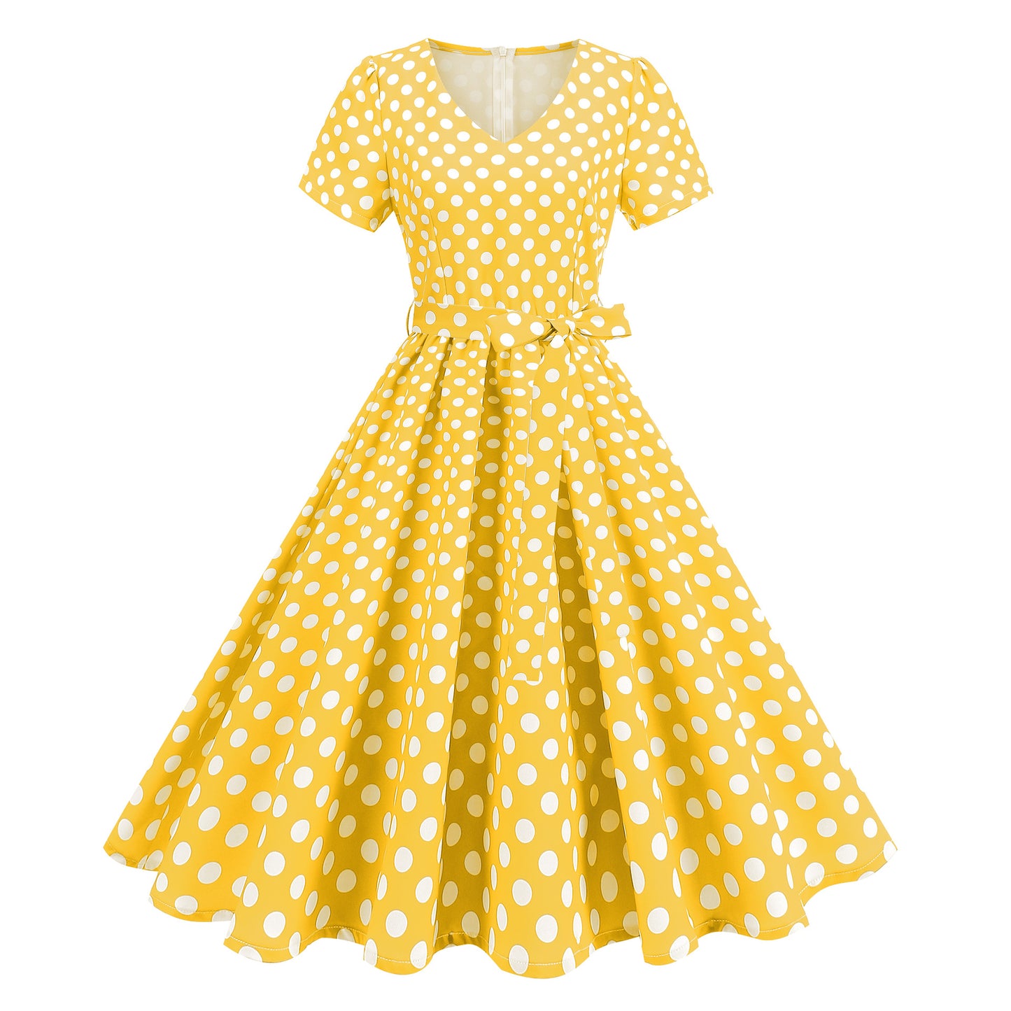 Long Dress Hepburn Style Swing Polka Dresses