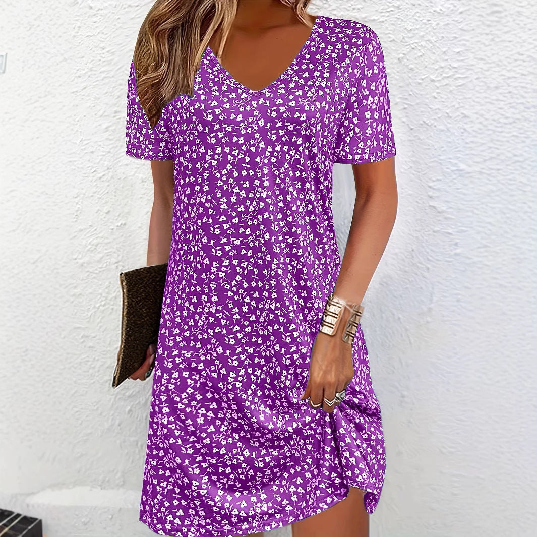 Durable Women's Summer Floral Print Sleeve Dress