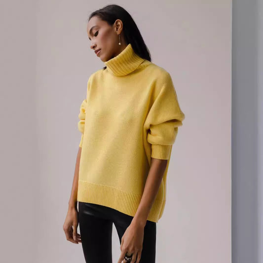 Comfortable High Polo Collar Solid Color Knitwear