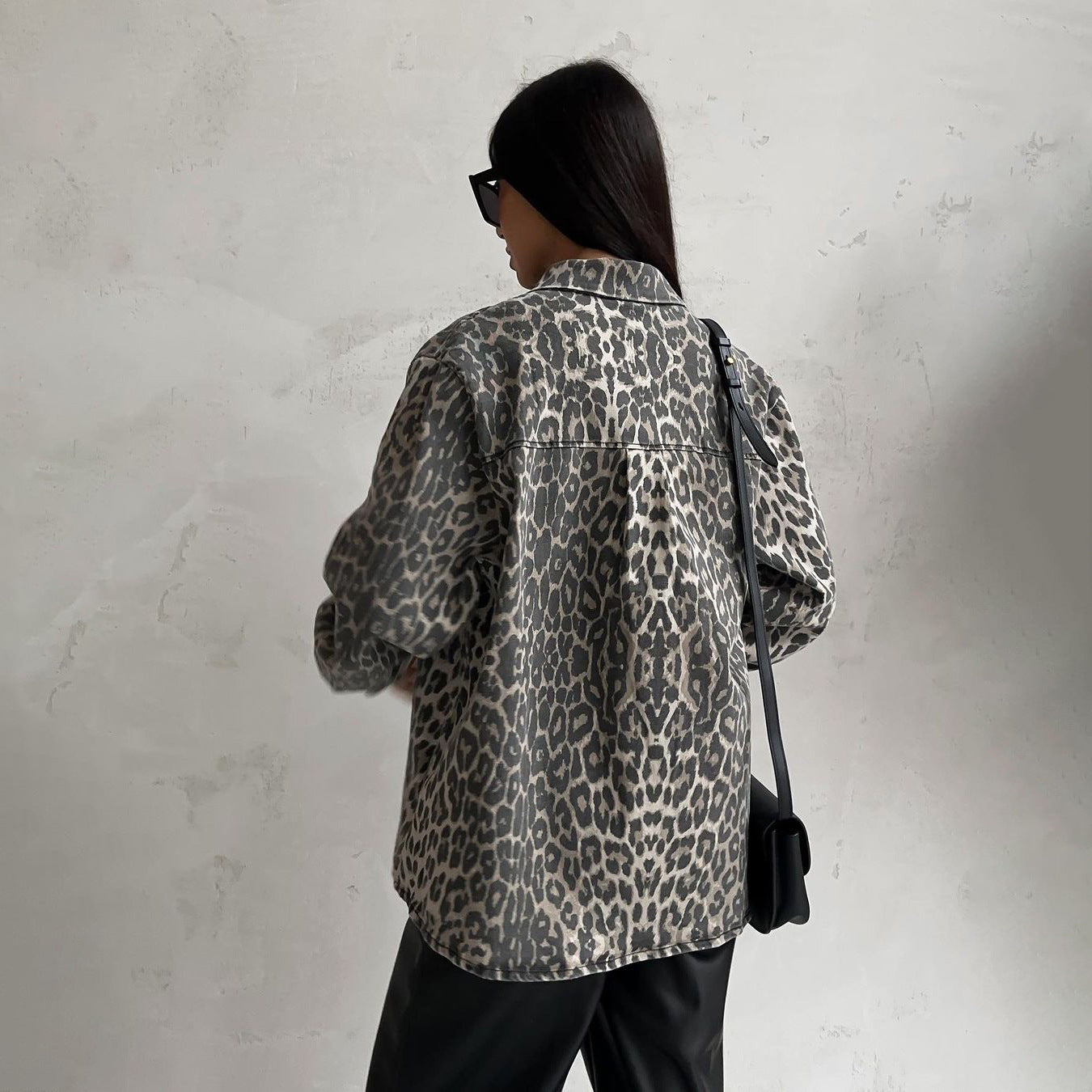 Women's Leopard Print Denim For Spring Loose Jackets