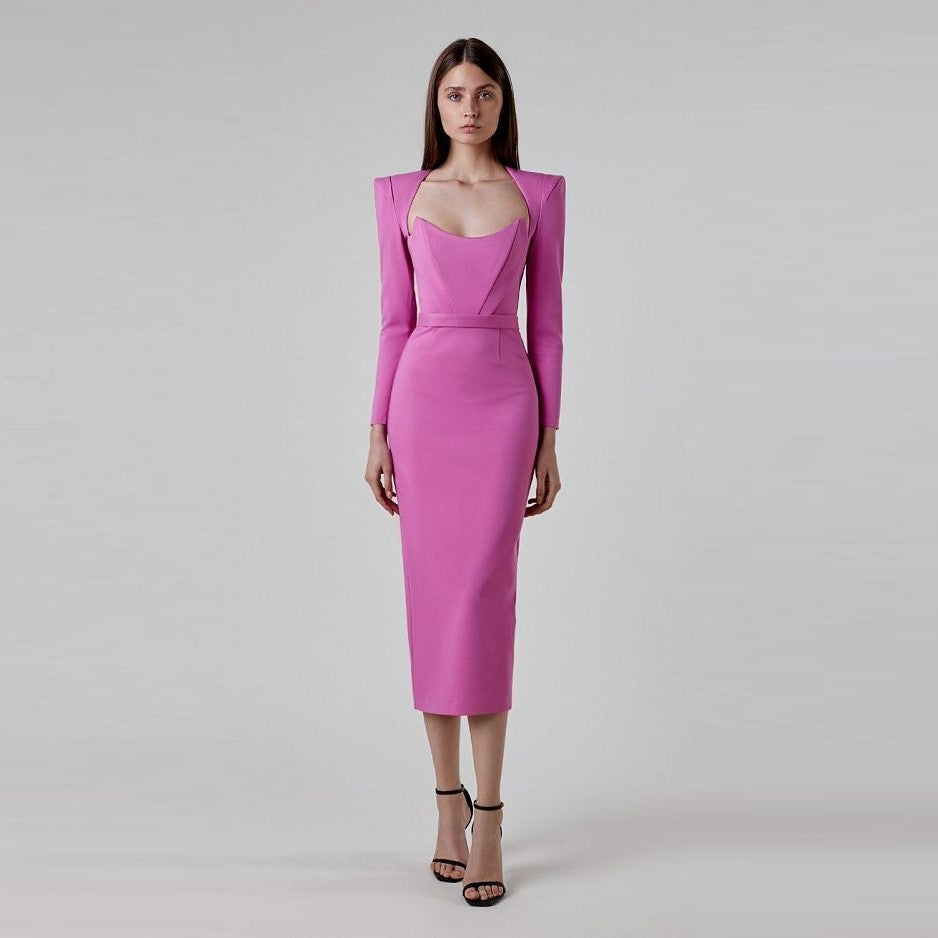 Women's Style Dress Square Collar Horn Shoulder Dresses