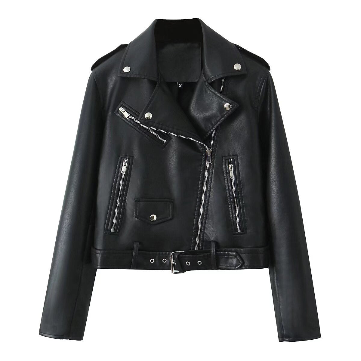 Women's Autumn Faux Leather Locomotive Style Decorative Jackets