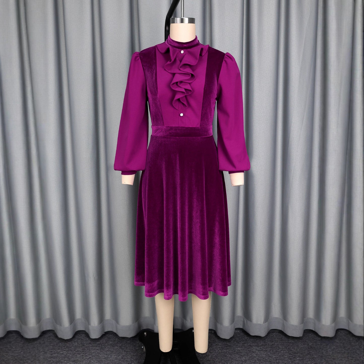 Veet Banquet Party Elegant Dress Wooden Ear Skirts