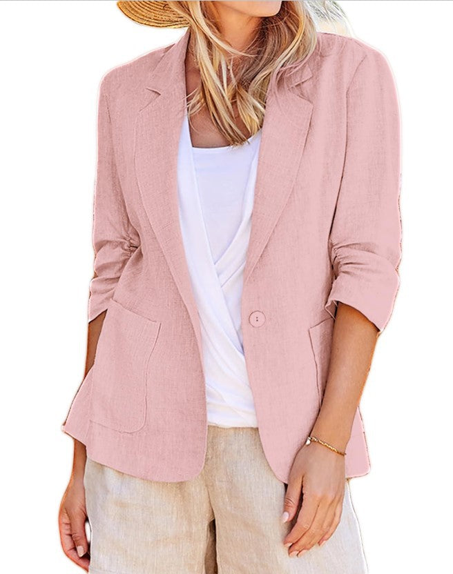 Women's Summer Temperament Sleeve Solid Color Collar Blazers