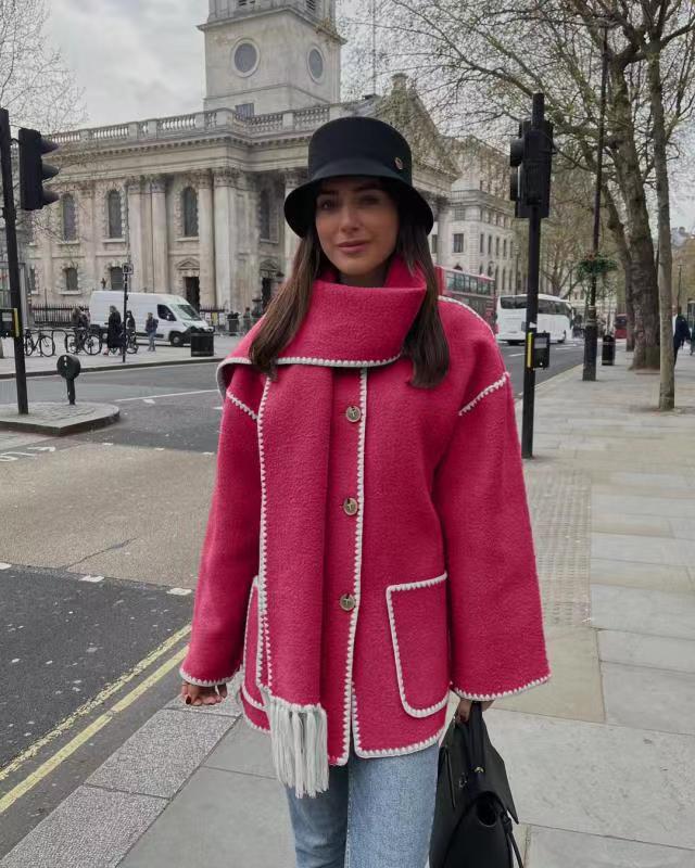 Women's Fashion Woolen Thick Loose With Scarf Sweaters