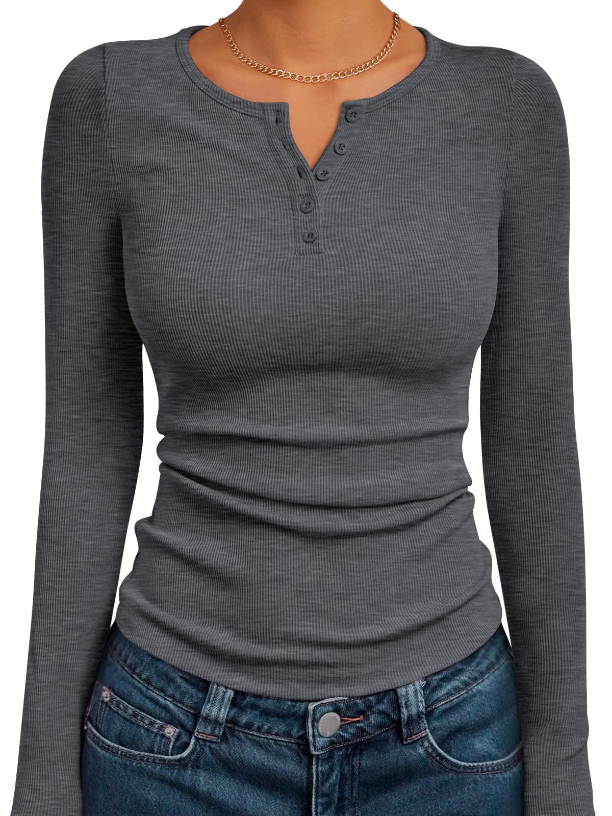 Women's Long Sleeve Button Rib Slim Fit Women's Sweater