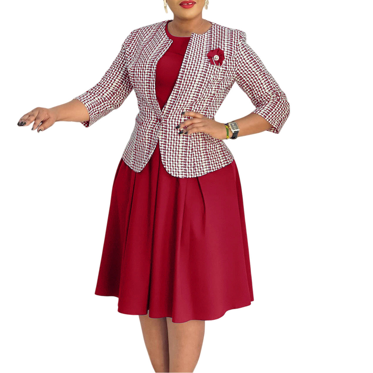 Women's Winter Long Sleeve Dress African Printing Fashion Casual Suit