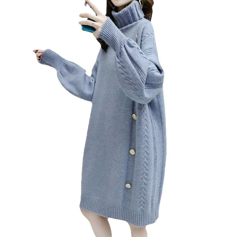 Women's High Neck Thickened Long Sleeve Pullover Korean Style Idle Loose Tops