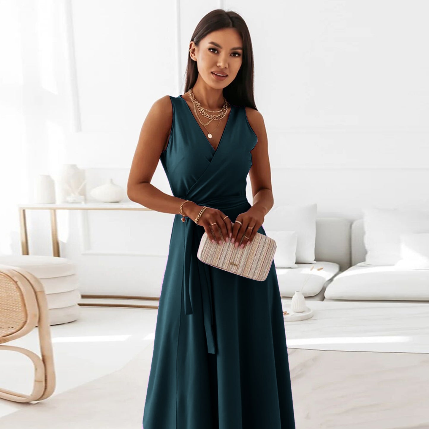 Women's Summer Tied Temperament Banquet Long Dress