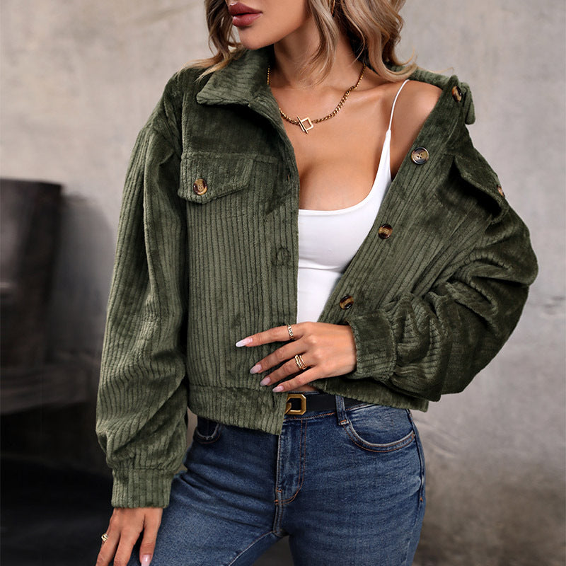 Women's Warm Plush Casual Solid Color Green Coats