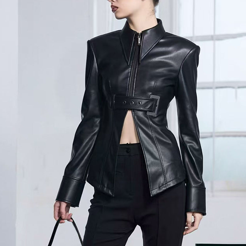 Women's Street Style Cool Irregular Splicing Autumn Coats