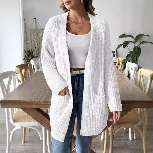 Women's Versatile Woven Casual Double Pocket Cardigans