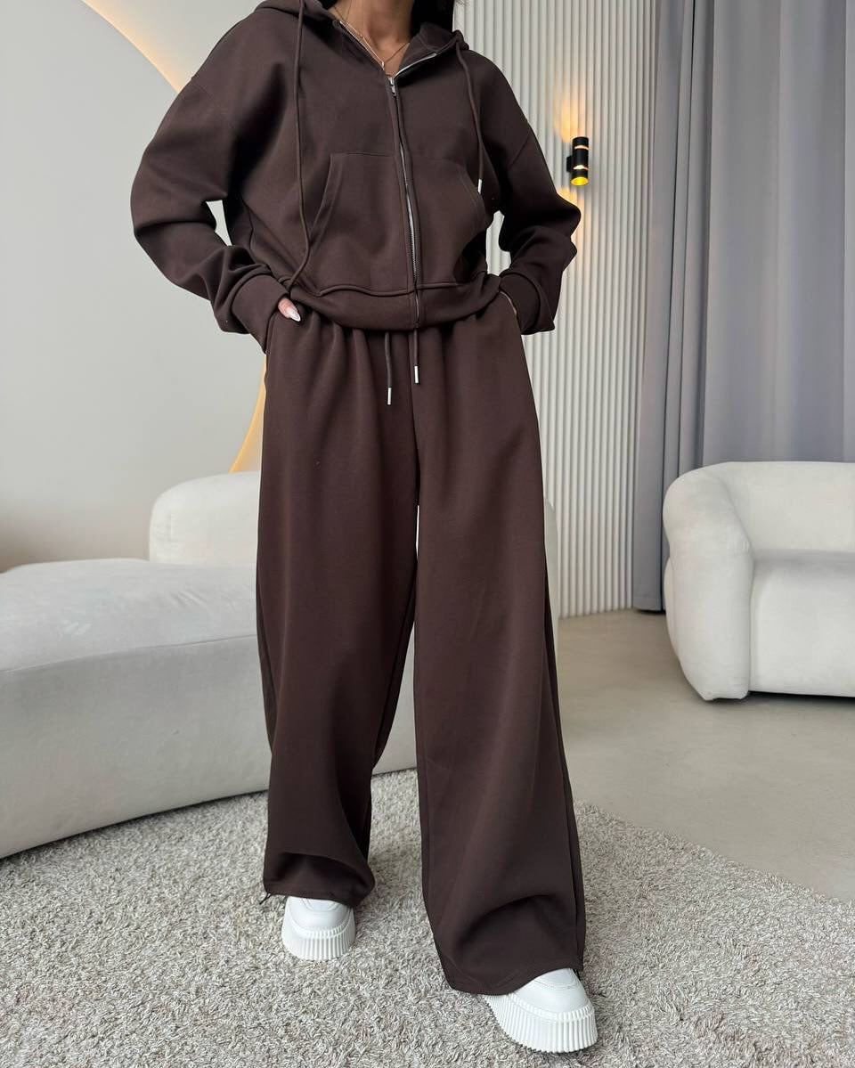Sports Long Sleeve Zipper Hoodie Trousers Suits