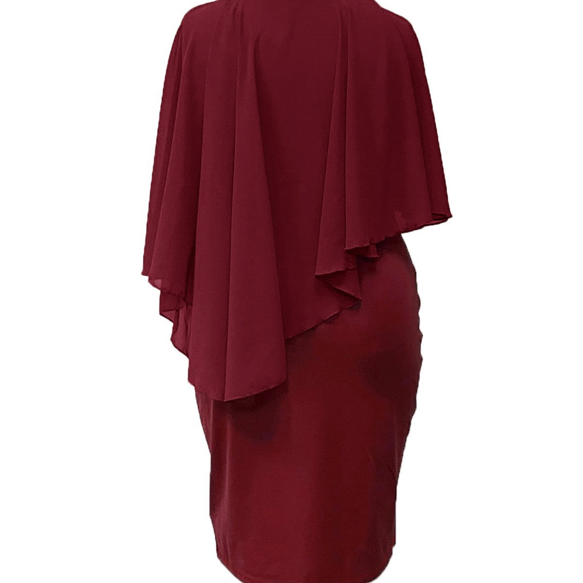 Women's Solid Color Sleeveless Chiffon Shawl Sheath Dress