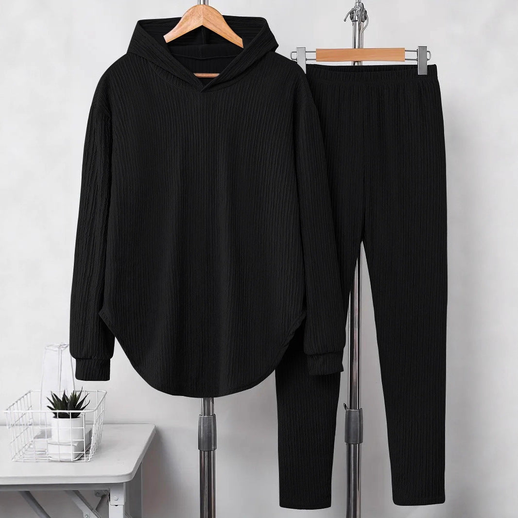 Women's Set Solid Color Long-sleeved Hooded Trousers Sweaters