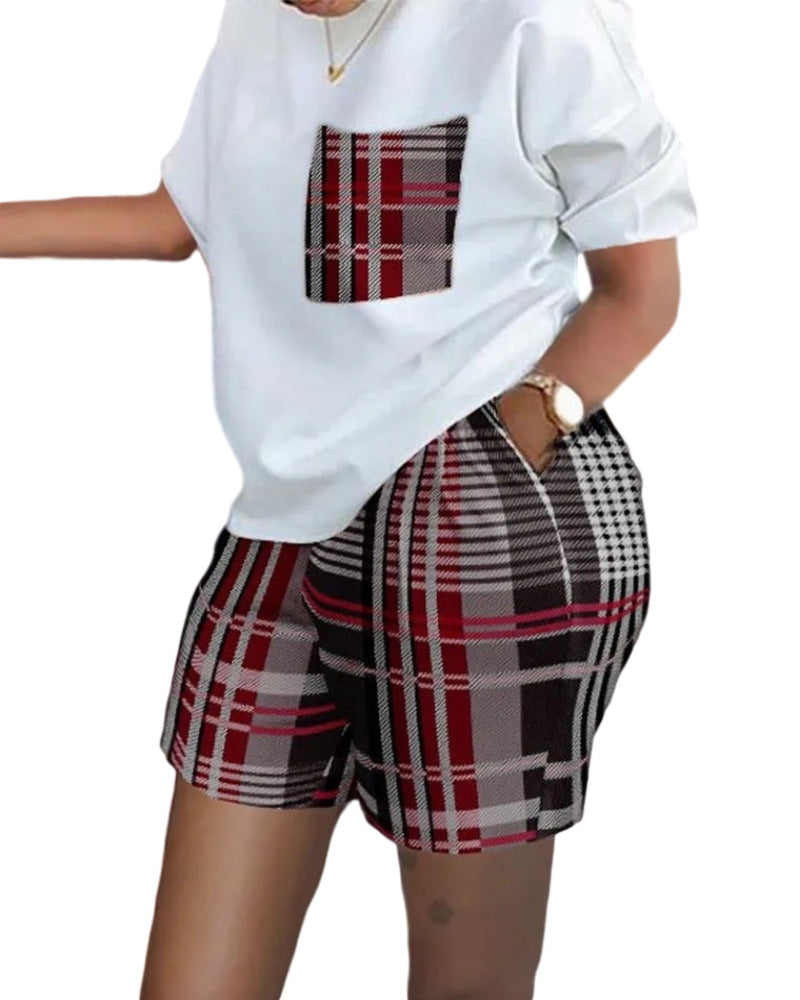 Women's Versatile Short-sleeved Two-piece Printed Commuter Suits