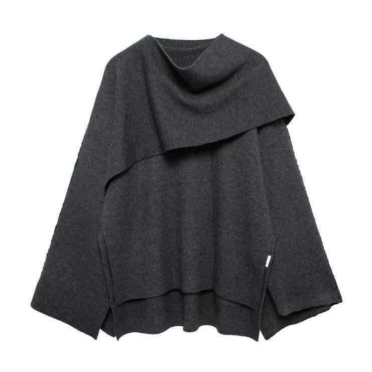 Women's Scarf Knitted Autumn Loose Asymmetry Jackets