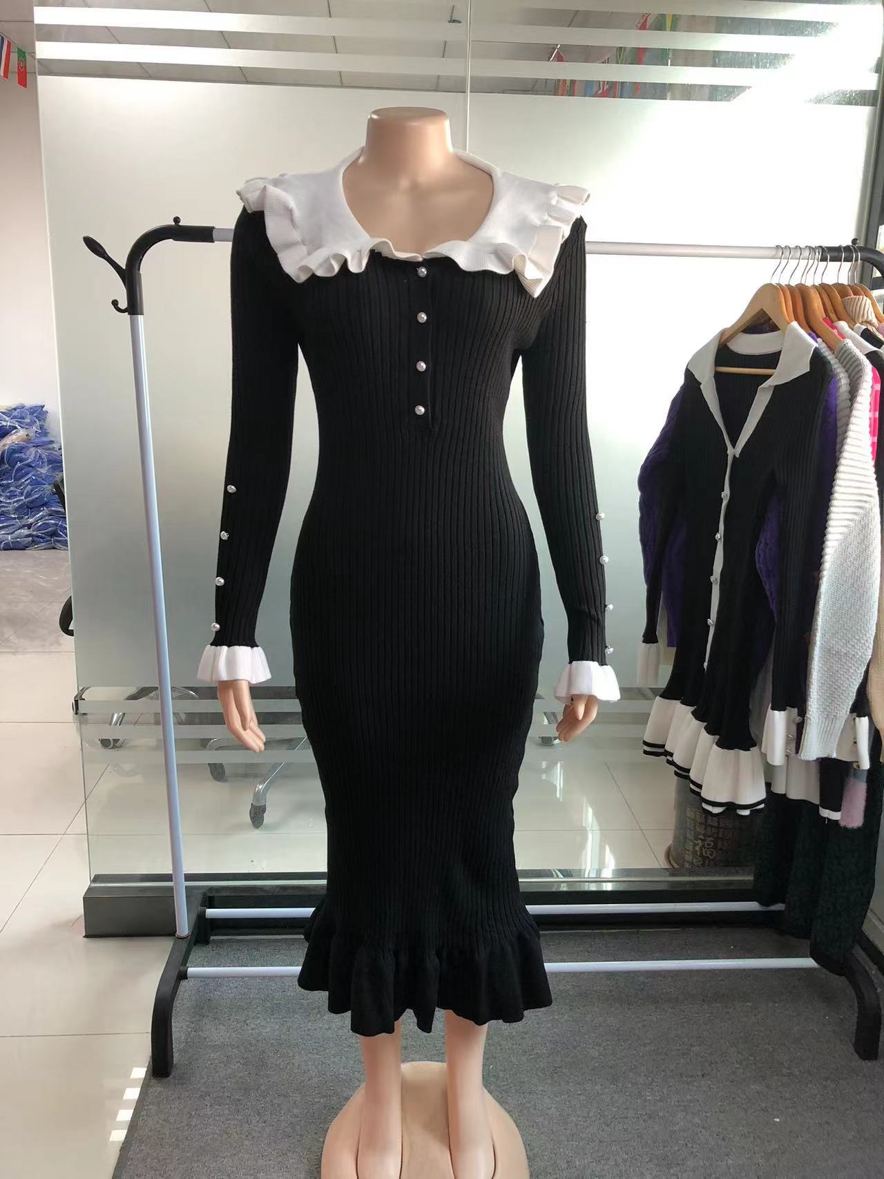 Retro Lady French Ruffled Knitted Woolen Skirts