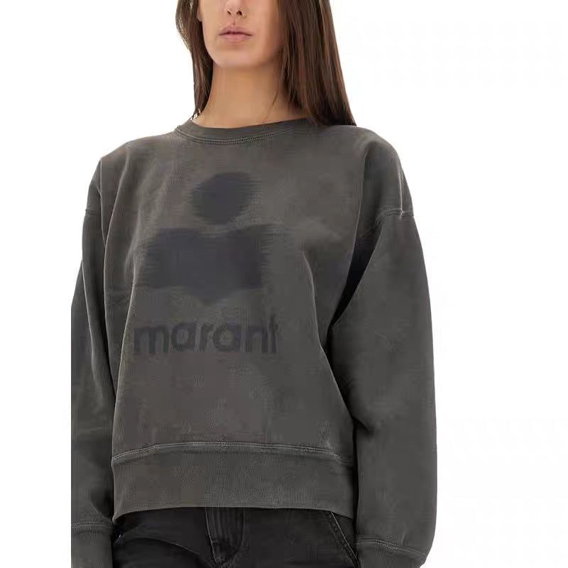 Women's North American Niche Classic Printing Washed Fried Color Distressed Sweaters