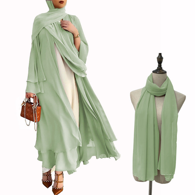 Chiffon Temperament Pure Color Nightgown With Dress