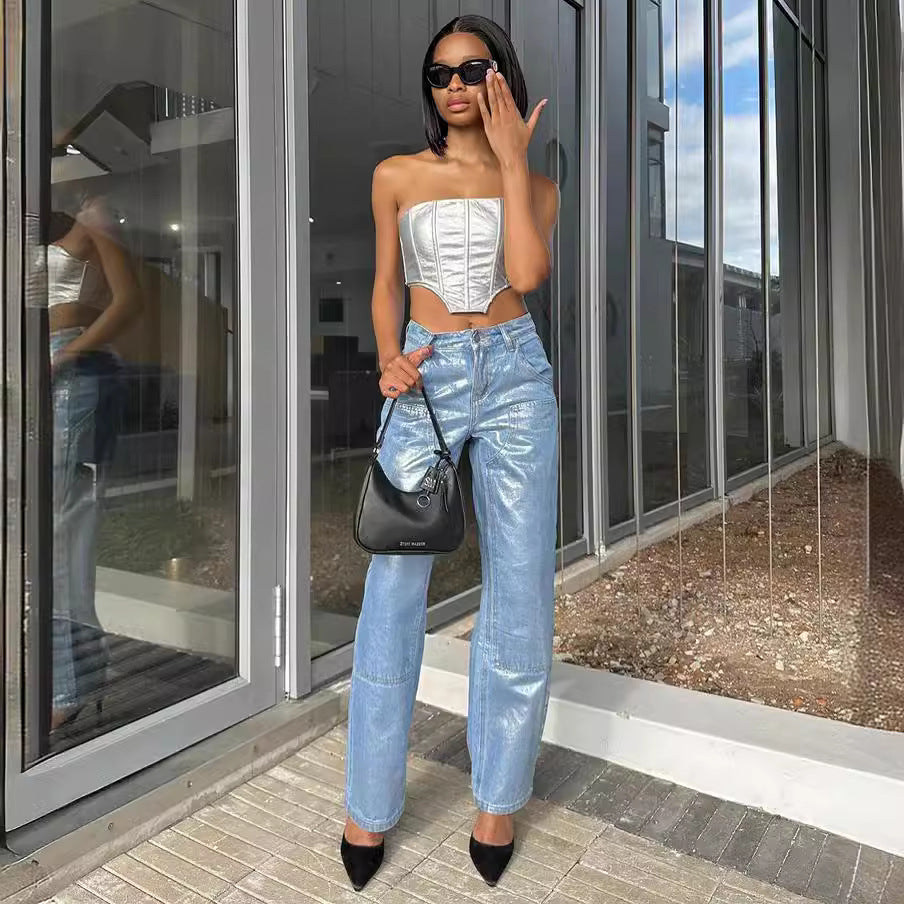 Women's Straight Summer Street Casual High Waist Jeans