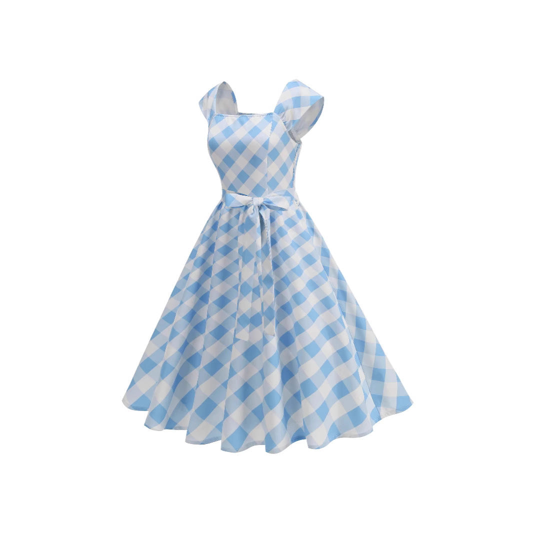 Women's Dress Plaid Large Swing Tube Summer Dresses