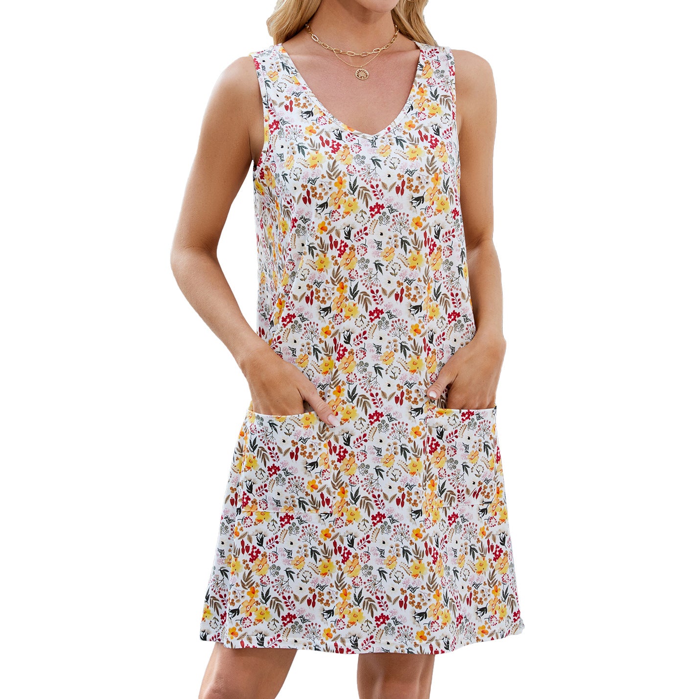 Unique Printed Sling Loose Casual Sleeveless Dress