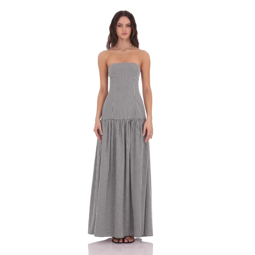 Women's Spring Elegant Printed French Tube Dress
