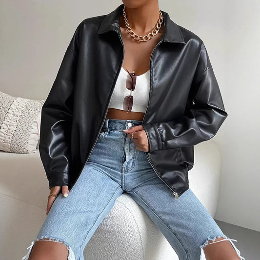 Hot Leather Retro Long Sleeve Zipper Jackets
