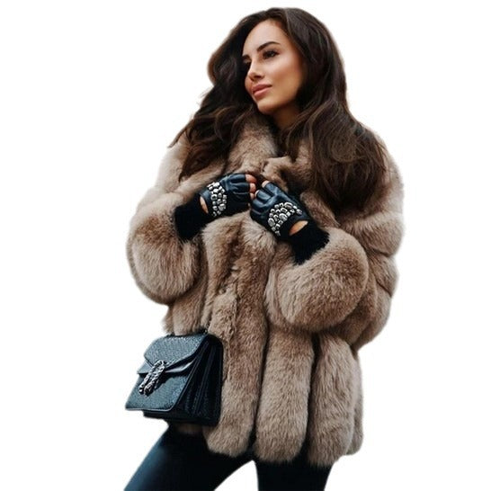 Women's Classic Faux Fox Fur Mid-length Coats