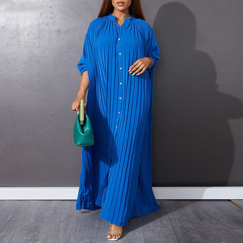 Women's Summer Fashion Loose Casual Pleated Dress Dresses