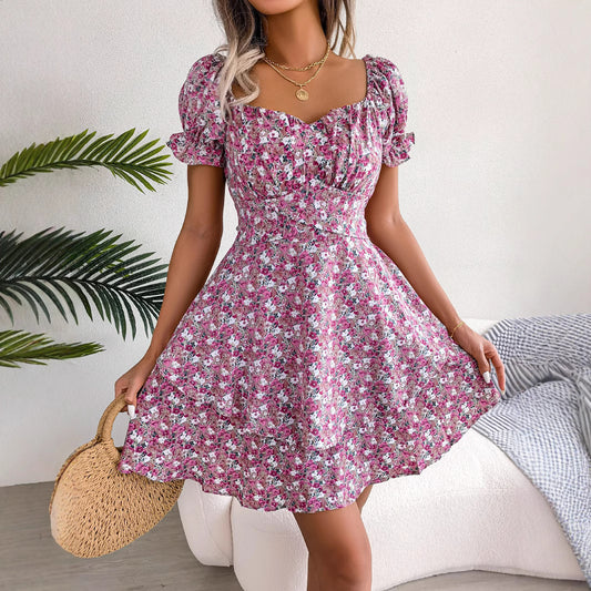 Women's Elegant Floral Large Hem Dress Dresses