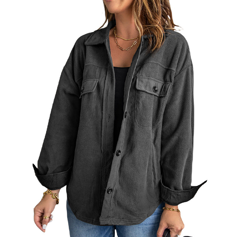 Women's Long Sleeve Clothes Lapel Loose Single-breasted Cardigans