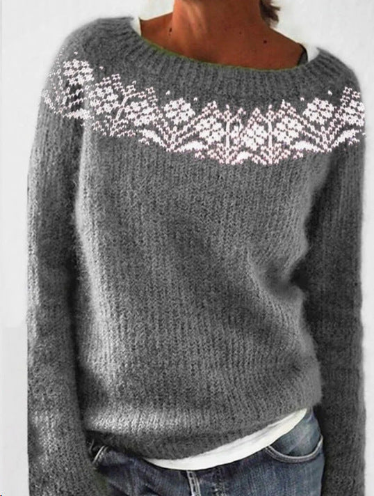 Women's Round Neck Multicolor Loose Fashion Pullover Sweaters