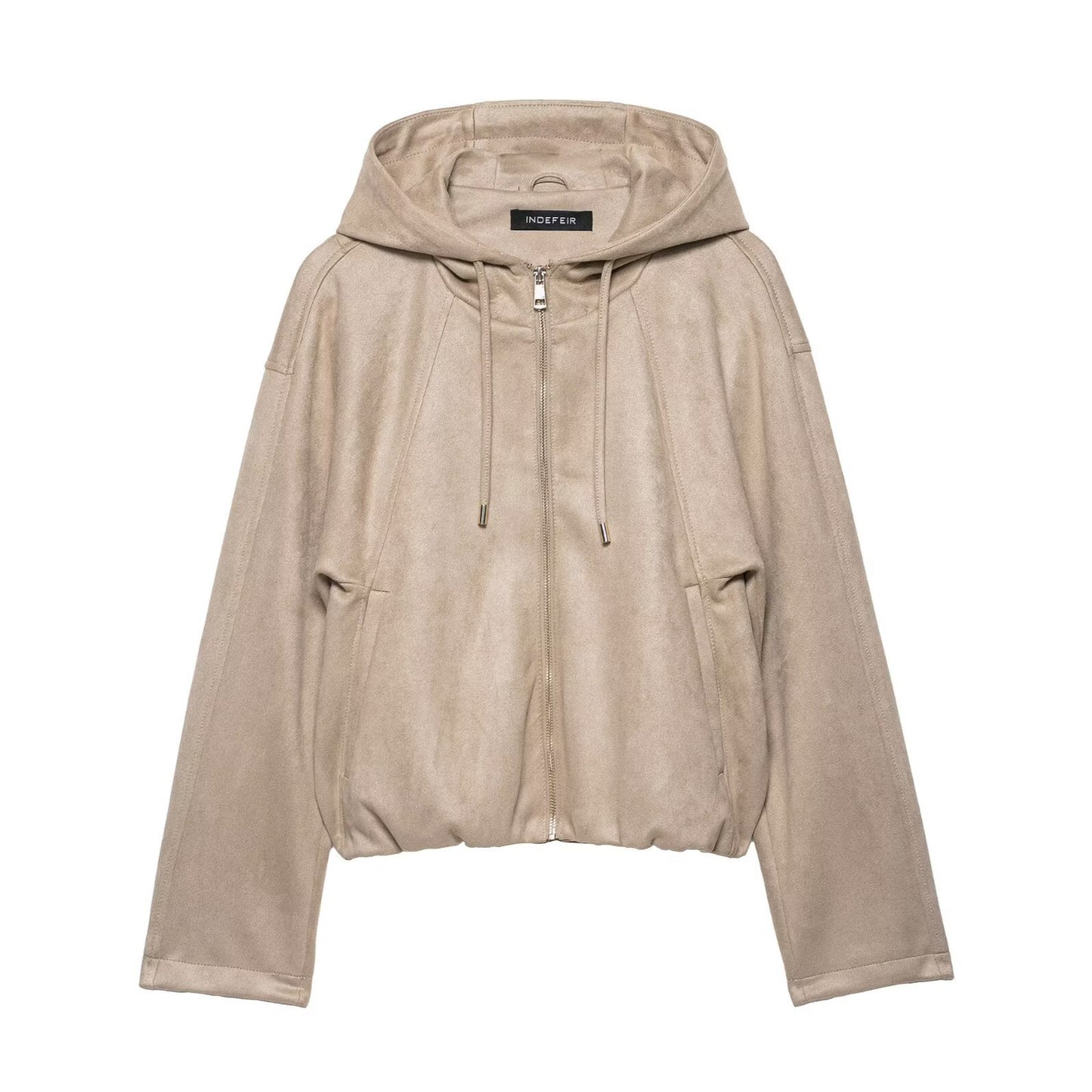 Women's Fashion Hooded Suede Effect Bomber Jackets