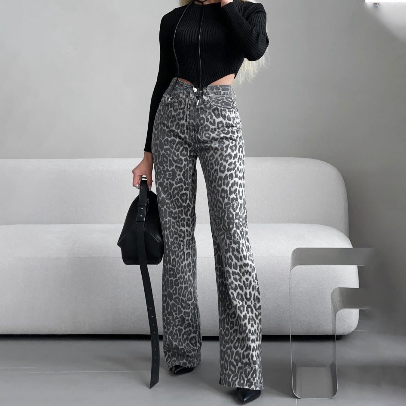 Women's High-grade Leopard Print For Spring High Waist Slimming Pants