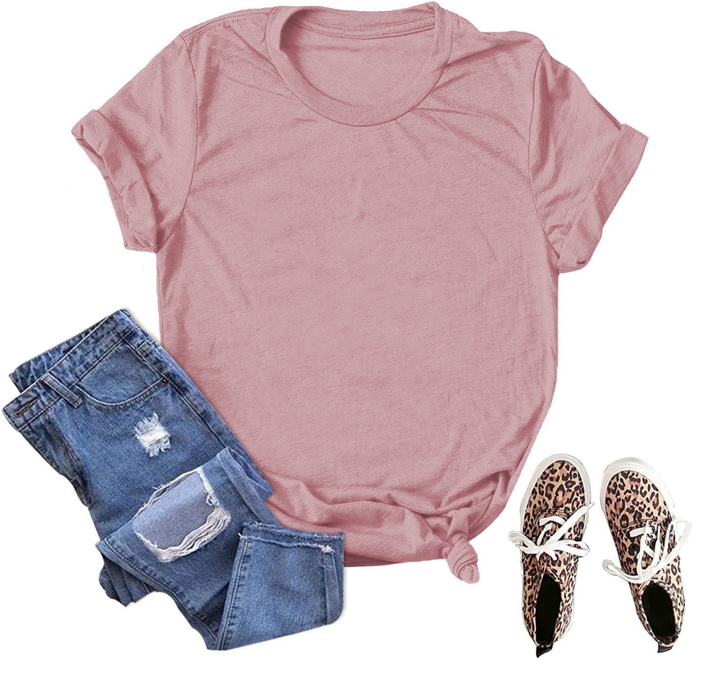 Women's & Men's & Solid Color Blank Loose T-shirt Blouses
