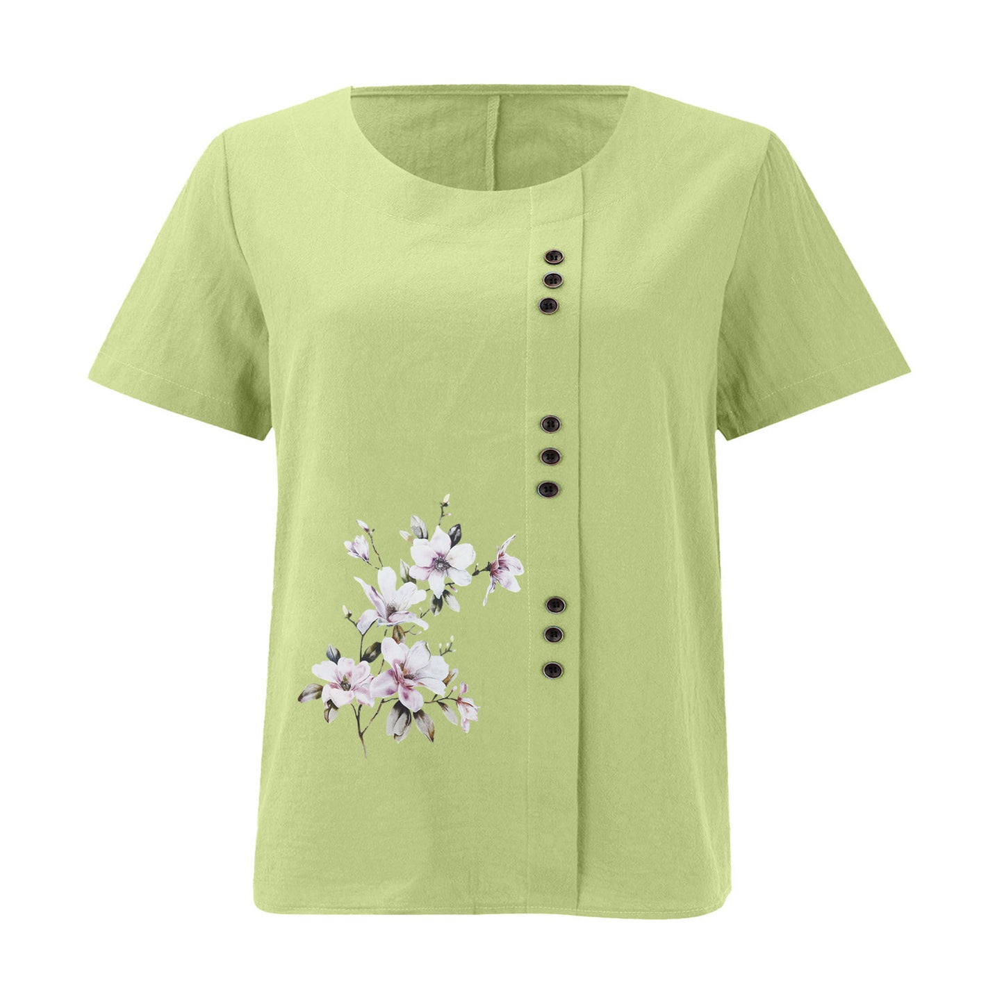 Women's Cotton Linen Retro Casual Loose Short-sleeved Blouses