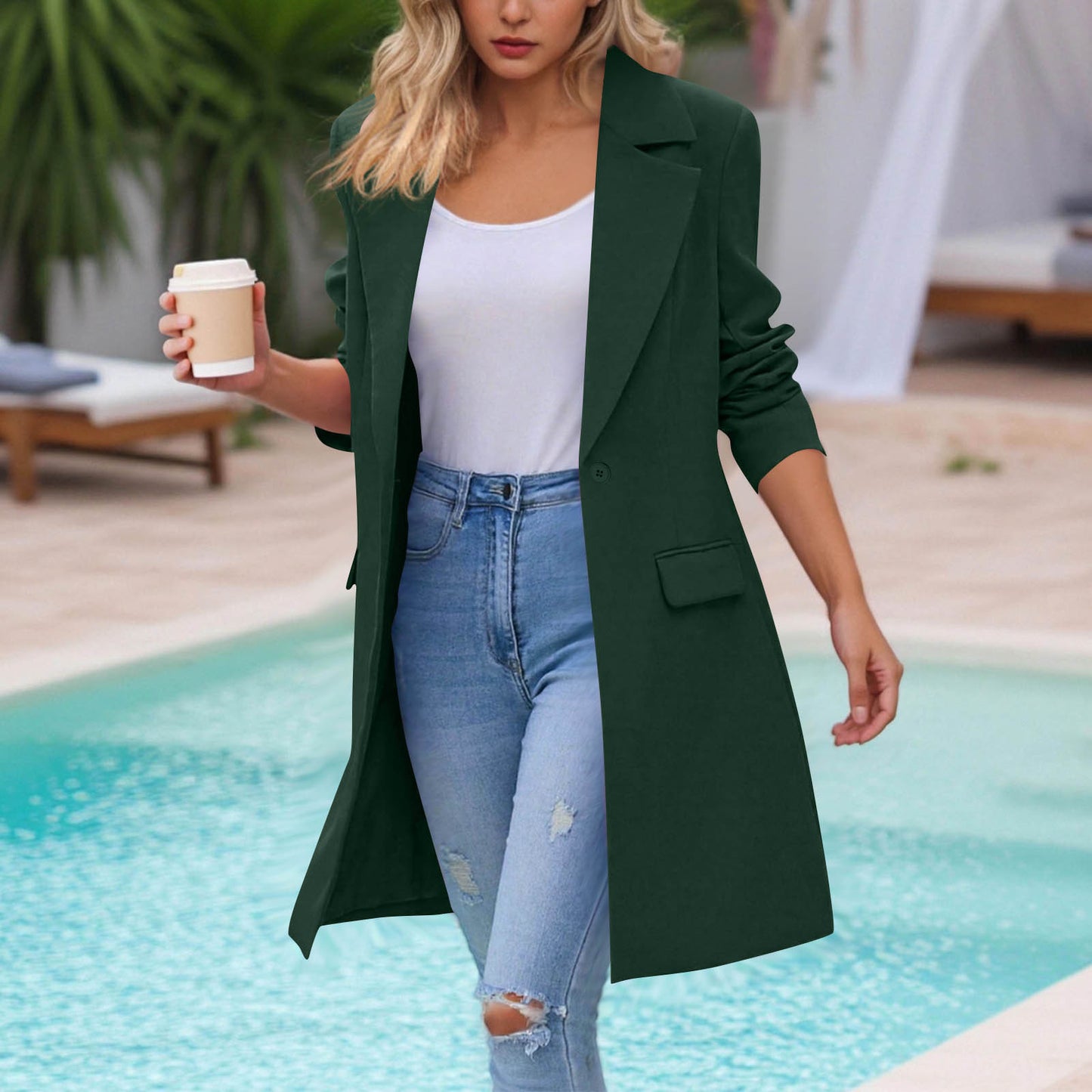 Women's Autumn Long Sleeve Solid Color Trench Coats