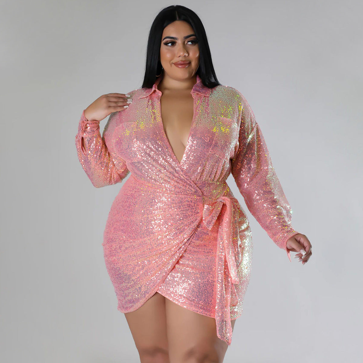 Women's Sexy Sequined Gilding Nightclub Long Sleeve Dresses