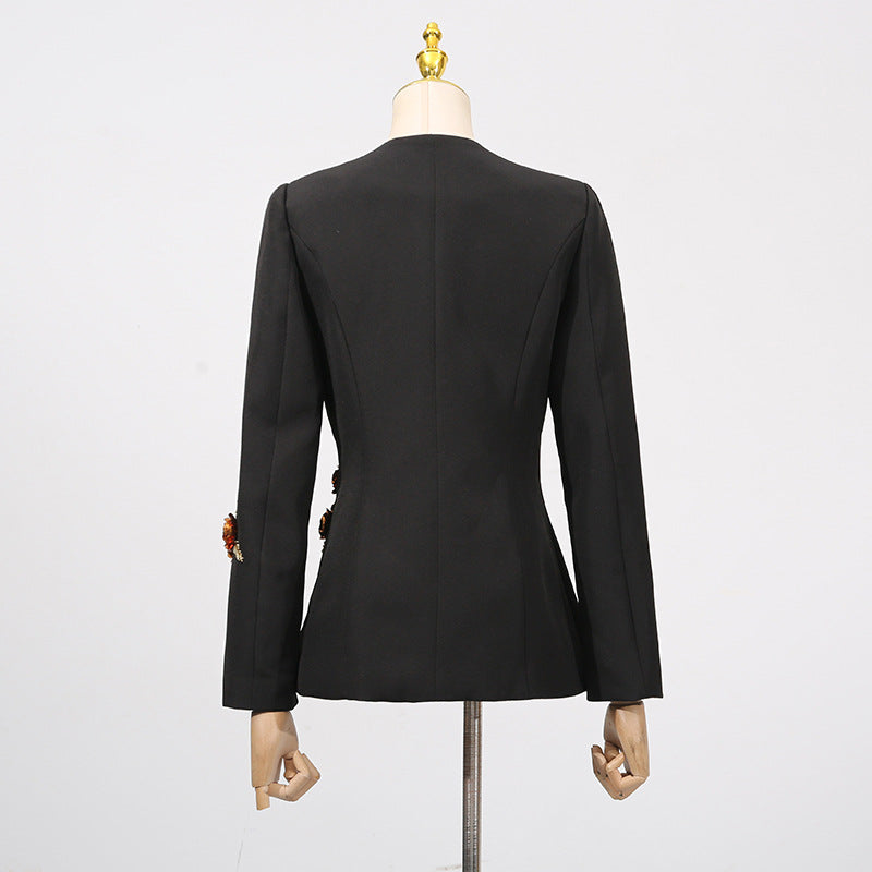 Women's Graceful Summer Fashion Elegant Flowers Stitching Design Blazers