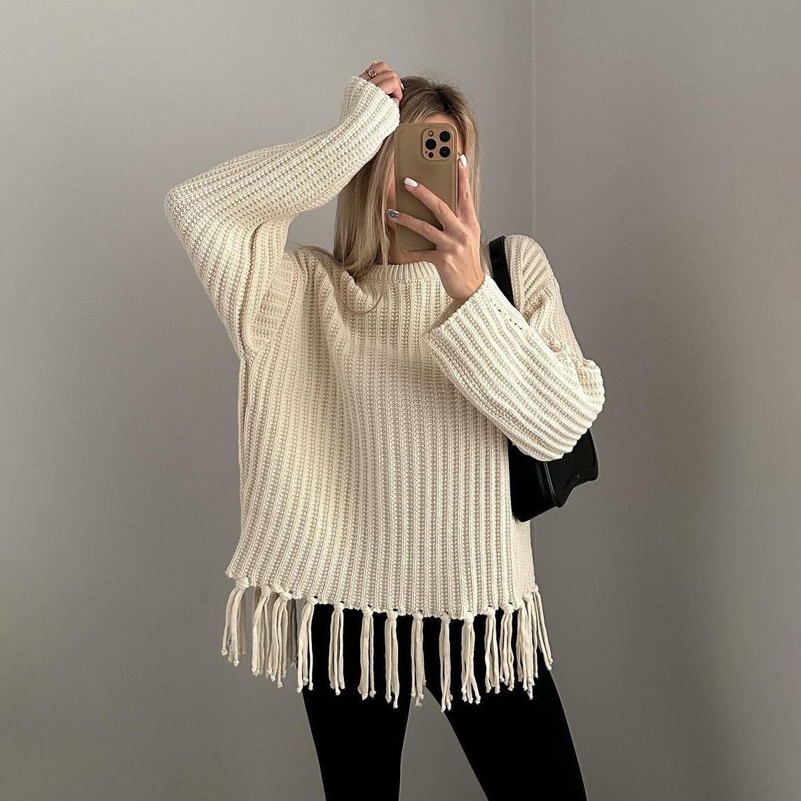 Women's Tassel Autumn Thickened Loose Leisure Solid Sweaters