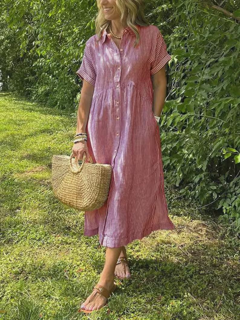Pretty Elegant Women's Striped Printed Loose Dress