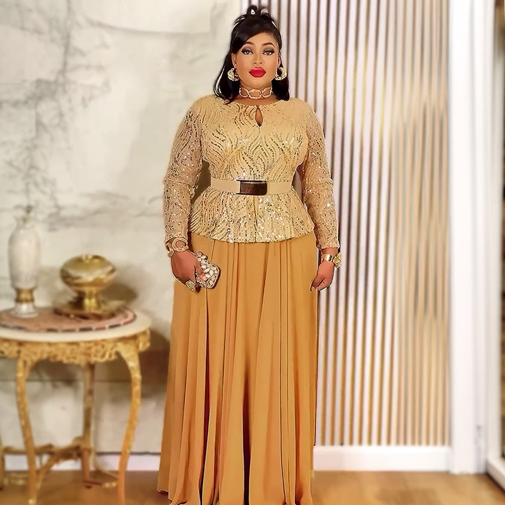 Women's Sequin Banquet Party Formal Dress African Dresses