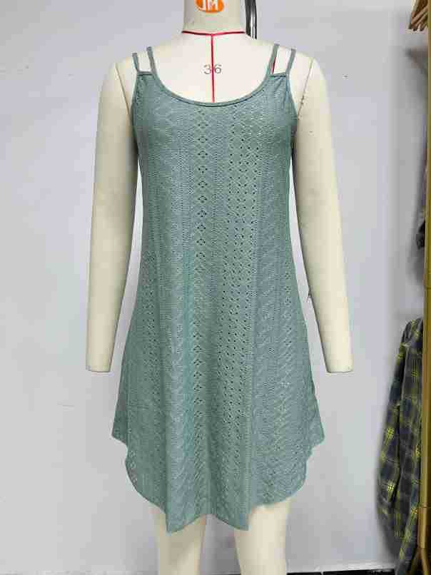 Summer Solid Color Round Neck Camisole Loose Dress