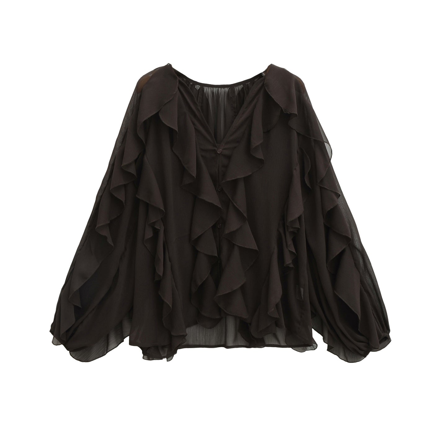 Women's Summer Fashion Laminated Ruffled Pleated Shirt Blouses