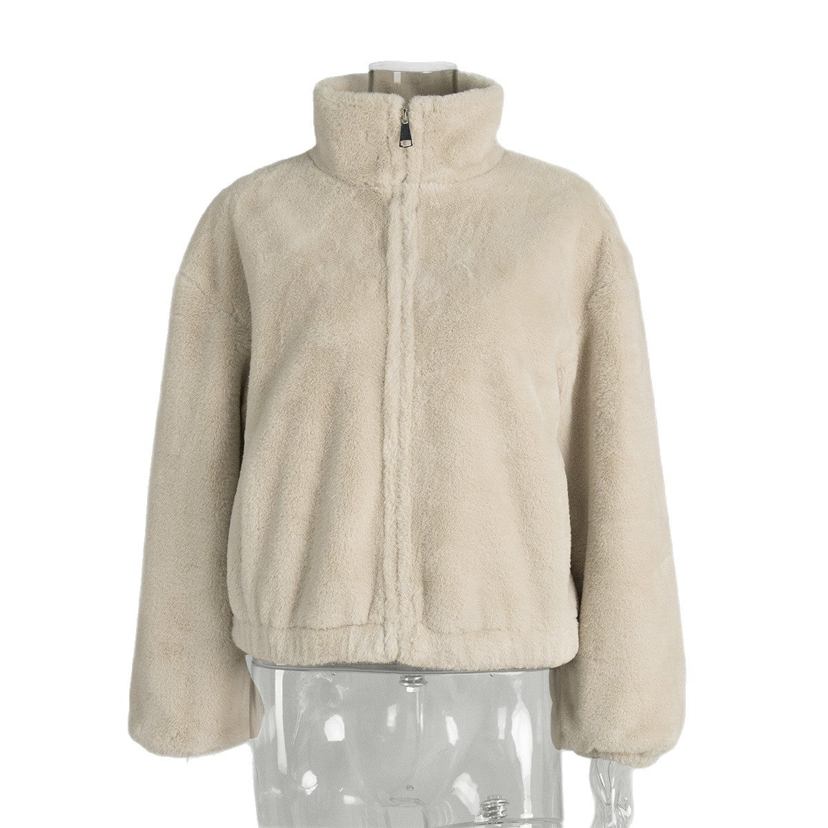 Women's Collar Plush With Zipper Furry Warm Coats
