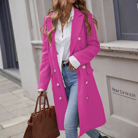 Women's Cool Unique Long Woolen Buckle Coats