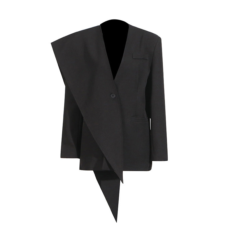 Women's High-grade Profile Shawl Ribbon One Button Blazers