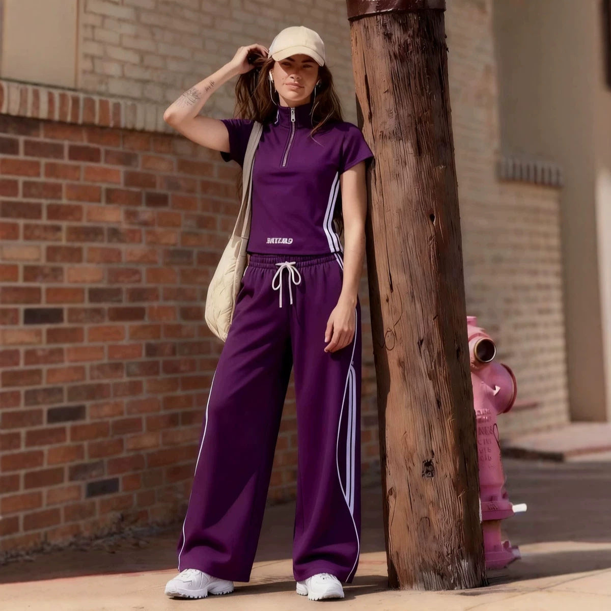 Trendy Women's Short-sleeved Sports For Two-piece Fashion Casual Suit